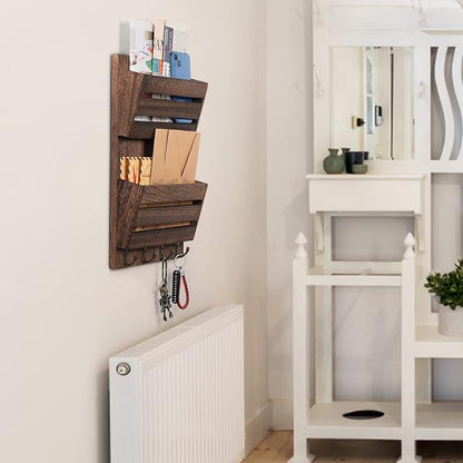 MOOACE Mail Organizer Wall Mount, Wood Mail and Key Holder - Image 6