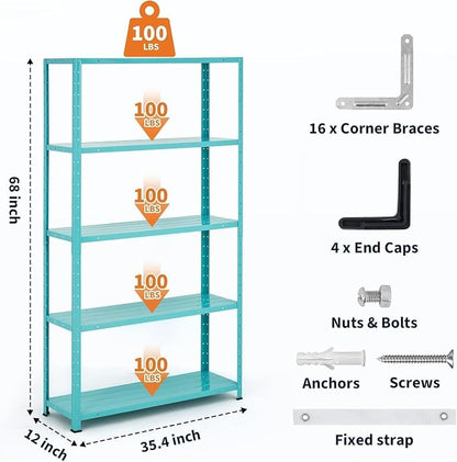 Storage Shelves, Heavy Duty 5-Tier Shelf Organizer & Adjustable Garage Shelving - Image 3