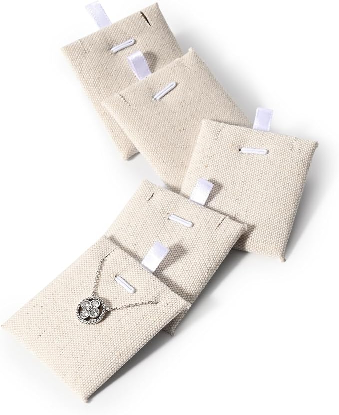 Oirlv 10 PCS Jewelry Display Cards Linen Earring Necklace Card - Image 3