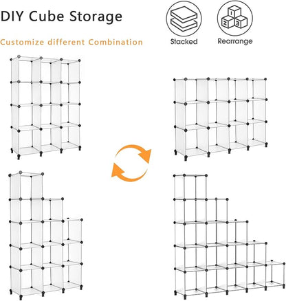AWTATOS Cube Storage Organizer Storage 12 Cube Bookshelf DIY Plastic Closet - Image 6