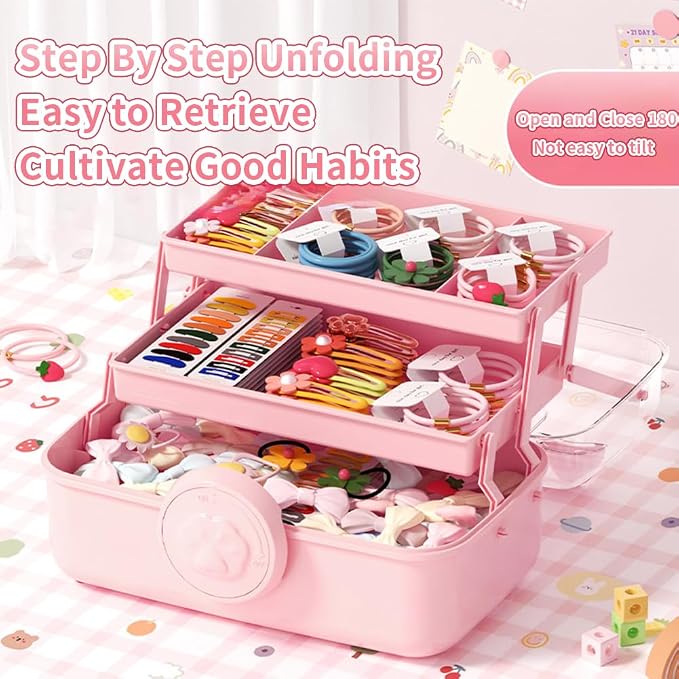 Bow Knot Hair Accessories Organizer Box Cute Dust Proof Childrens Jewelry - Image 4