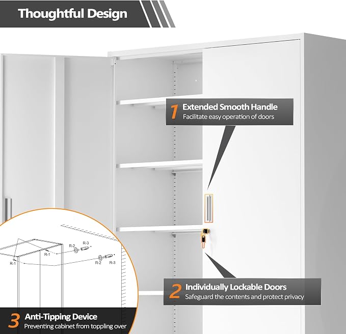 VINGLI Large Metal Storage Cabinet - Image 6