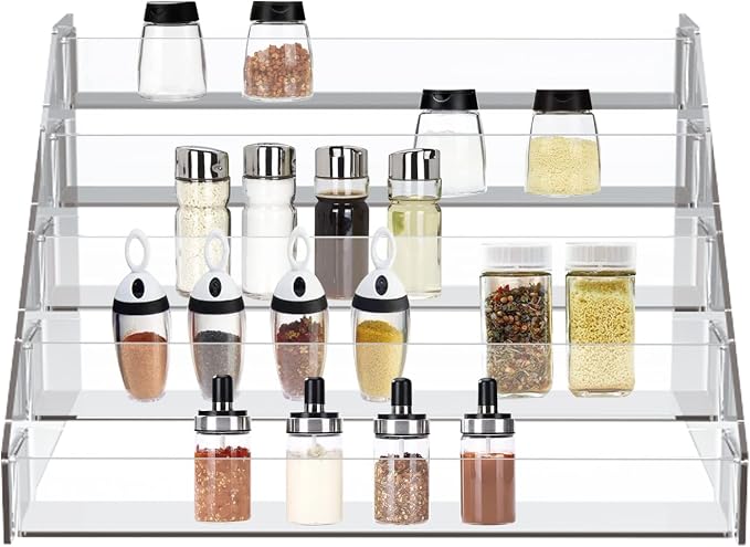 WUIVIUT Spice Rack Organizer For Cabinet, 3 in/Tier Acrylic Tiered Spice Shelf - Image 2