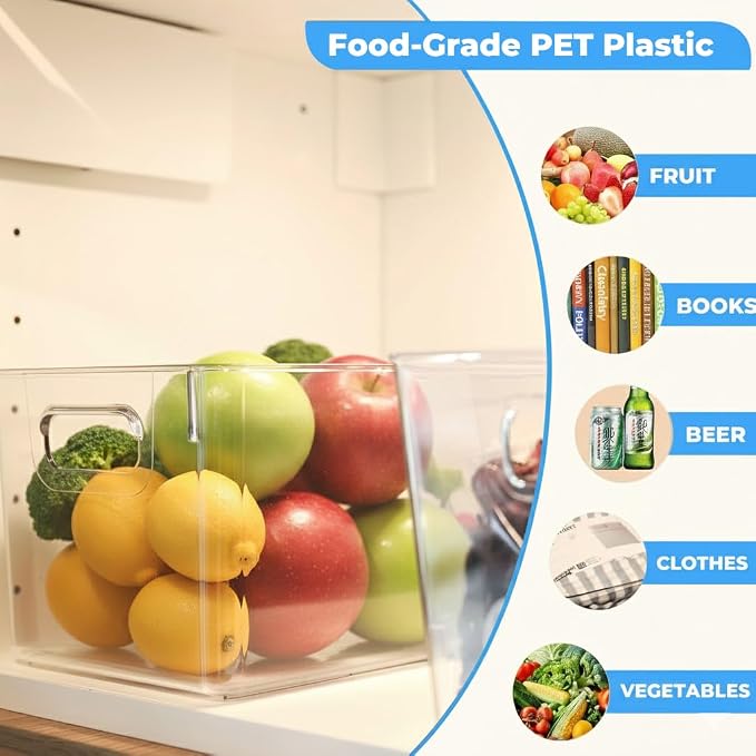 MOONEDGE Open Clear Plastic Storage Bins Stackable Organizer Containers - Image 3
