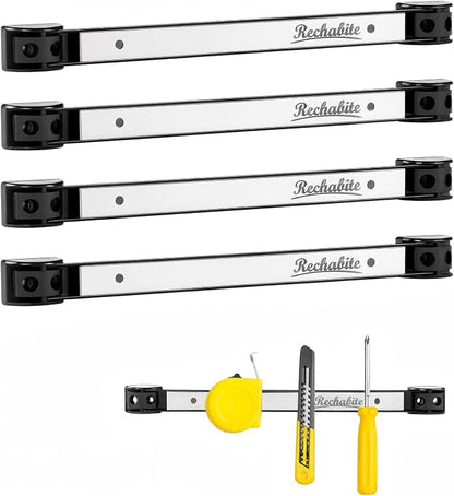 4 Pieces 12" Magnetic Tool Holder Strip, Stainless Steel Surface Tool Magnet Bar by RechabiteMagneticTools