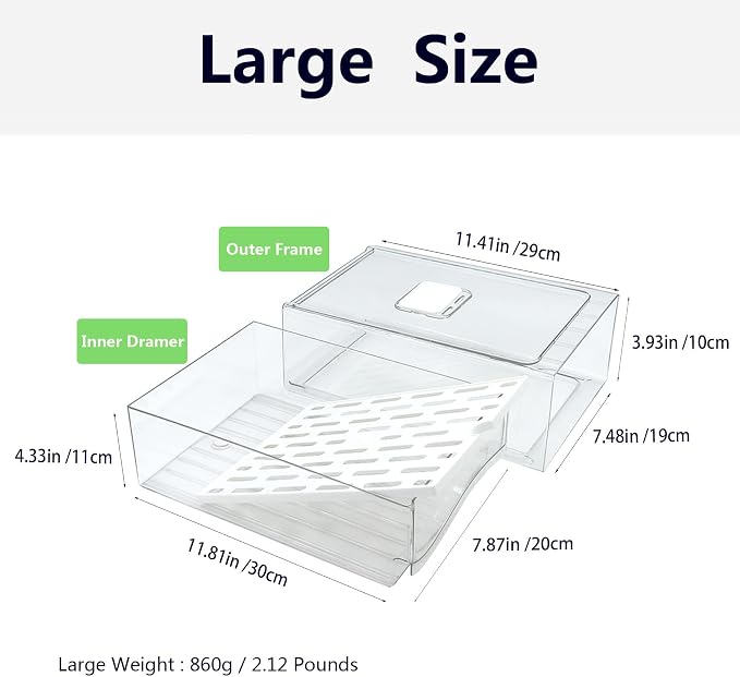 Refrigerator Organizers and Storage Drawer, Stackable Fruit Storage Containers - Image 2