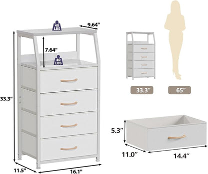 Furnulem Tall Nightstand with 4 Fabric Drawers, Small Dresser - Image 3