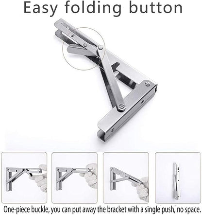 Folding Shelf Brackets, Max Load 300 lb, Heavy Duty Stainless Steel Collapsible - Image 5
