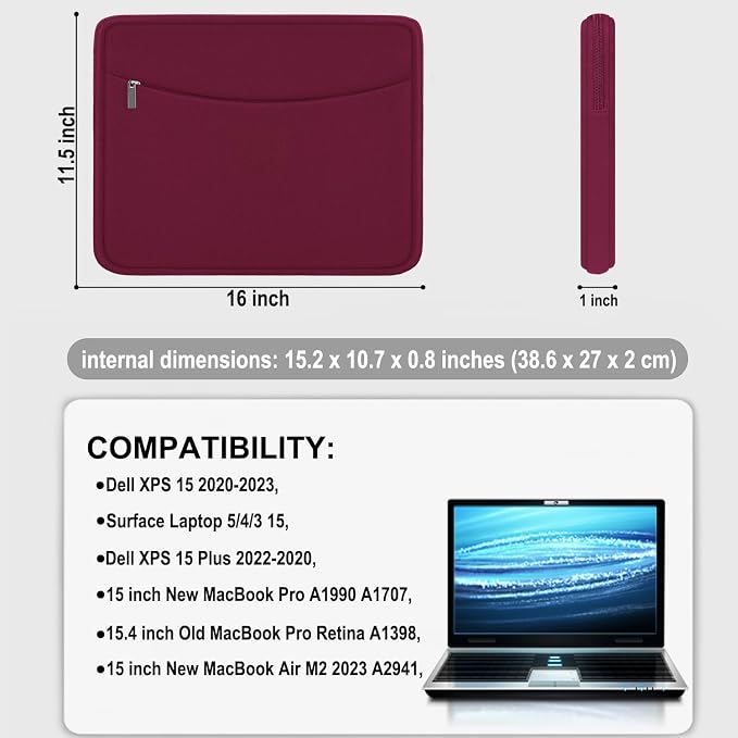 Laptop Sleeve 15.6 inch, Shockproof Protective Laptop Cover Briefcase Carrying - Image 4