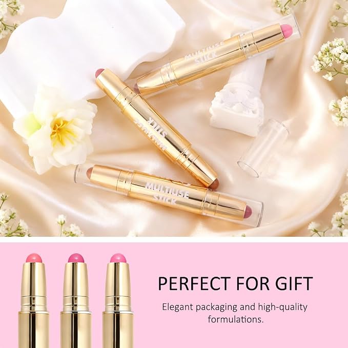 evpct 2In1 Blush Contour Multiuse Makeup Stick, Berry Tan & Brown Creamy Butter - Image 7