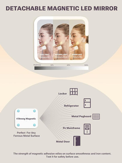 Qislee Makeup Box with Double Drawers and Four Trays, A Detachable Lighted - Image 2