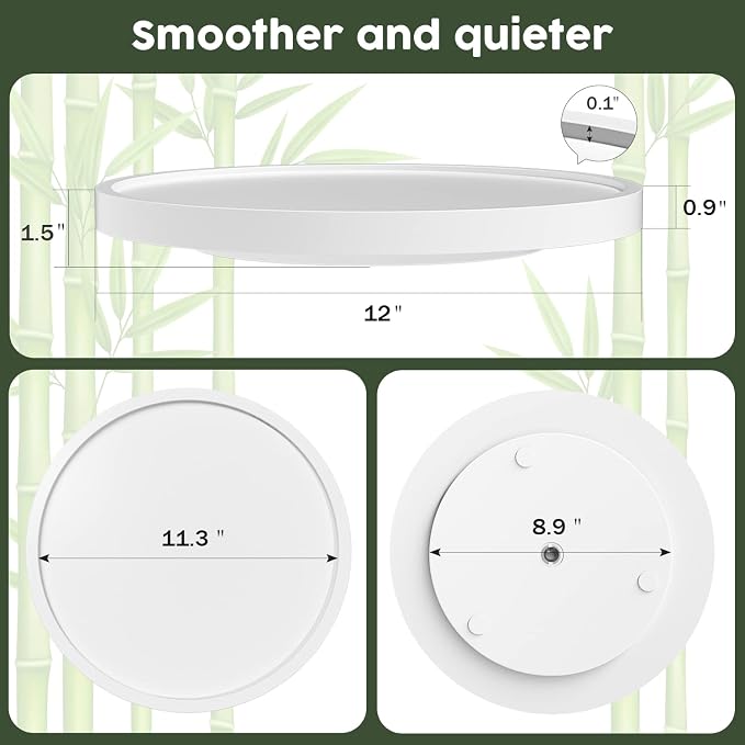 White Lazy Susan for Table, 12 Inch Non-Skid Bamboo Turntable Organizer for - Image 7