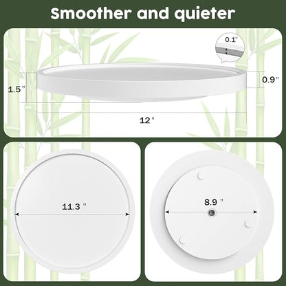 White Lazy Susan for Table, 12 Inch Non-Skid Bamboo Turntable Organizer for - Image 7