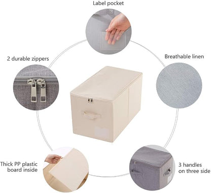 iwill CREATE PRO Pack of 2, Zip Lidded Wardrobe Storage Bins, Collapsible - Image 3