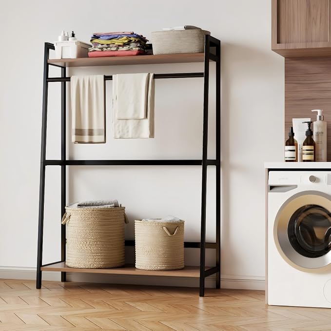 CycleCrew Open Wardrobe Garment Rack, Wood & Metal Clothes Rack | Hanging Rod 2 - Image 4