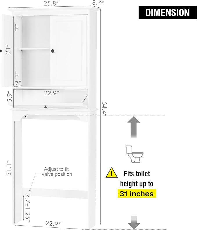 Spirich Bathroom Over the Toilet Storage Cabinet - Image 2