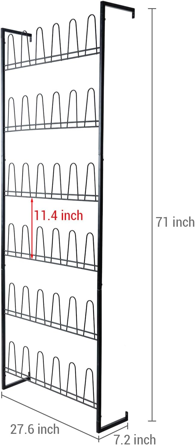 MyGift 70 Inch Black Metal Wall Mounted Shoe Rack - Image 5