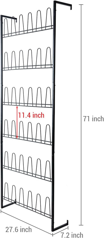 MyGift 70 Inch Black Metal Wall Mounted Shoe Rack - Image 5