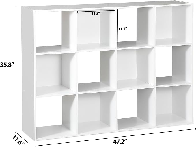 ZenStyle 12 Cube Storage Organizer, Freestanding Bookcase Bookshelf, Modern - Image 3