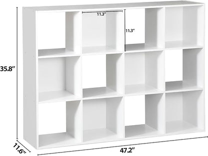 ZenStyle 12 Cube Storage Organizer, Freestanding Bookcase Bookshelf, Modern - Image 3