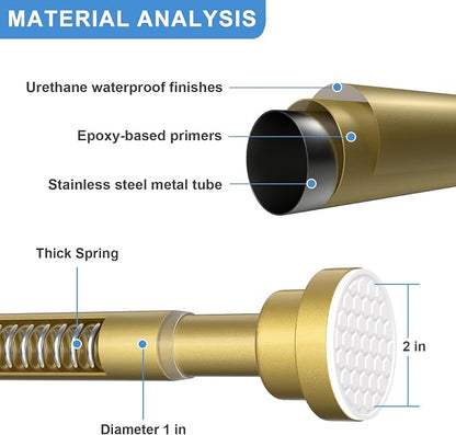 Shower Curtain Rod 45-77 Inch Gold Shower Rod Tension Rod Adjustable Curtain - Image 7