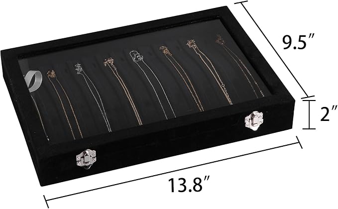 Frebeauty 15 Hooks Necklace Tray Velvet Neckalce Organizer - Image 2