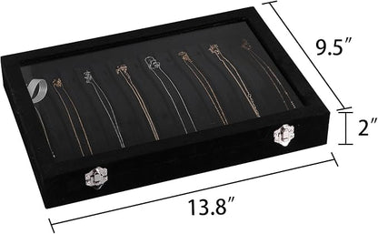 Frebeauty 15 Hooks Necklace Tray Velvet Neckalce Organizer - Image 2