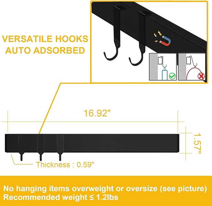 Black Magnetic Knife Strip for Refrigerator - Image 3