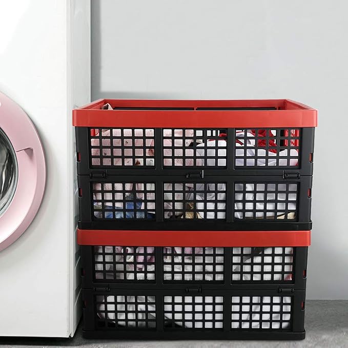 Obstnny 34 Quart Collapsible Storage Bins, Stackable Milk Crate, 3 Packs - Image 4