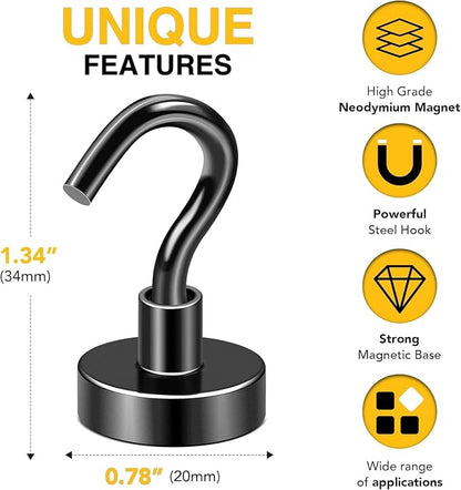 DIYMAG Black Magnetic Hooks, 50 LB Heavy Duty Strong Magnets - Image 2