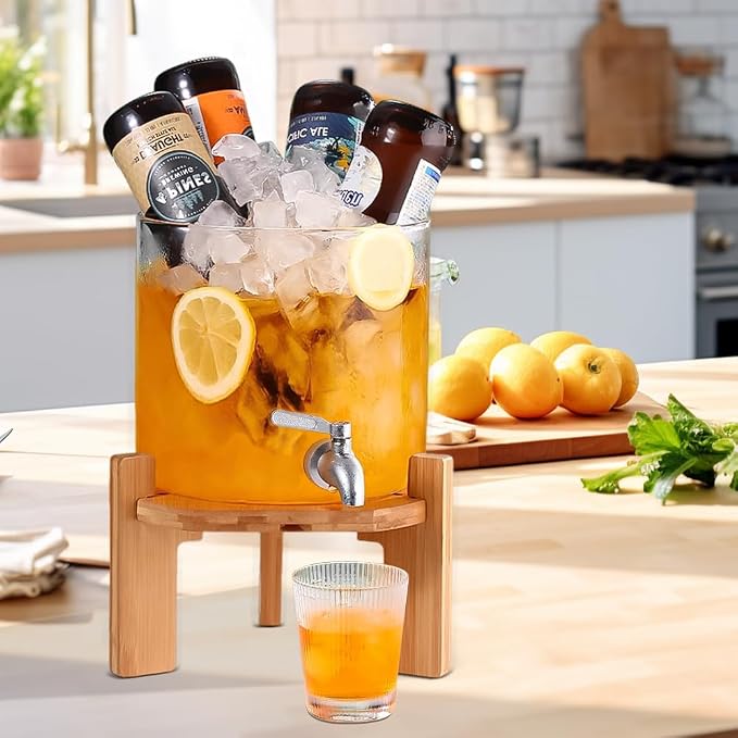 Beverage Dispenser, 1.5 Gallon Glass Drink Dispenser - Image 2