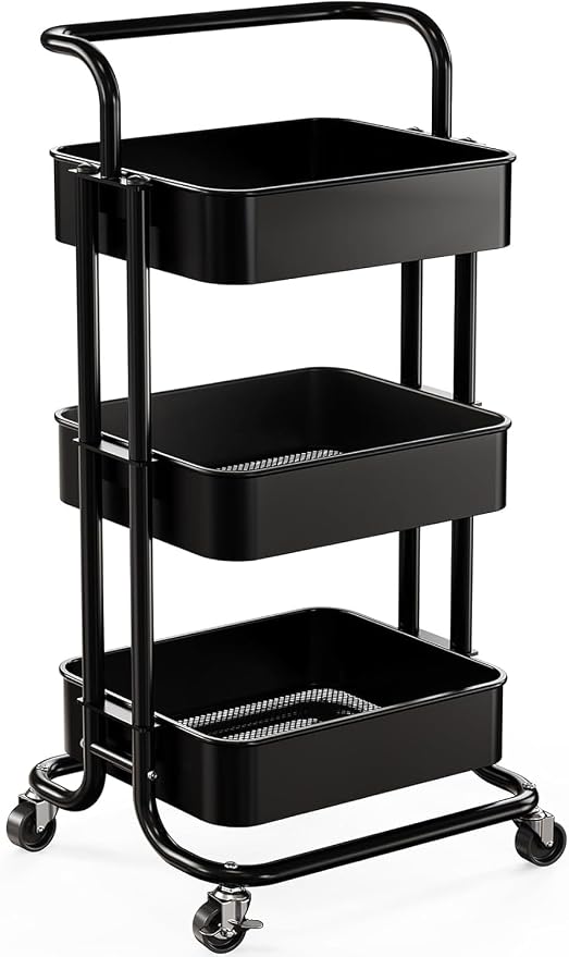 Pipishell 3 Tier Rolling Cart, Metal Utility Cart by Pipishell
