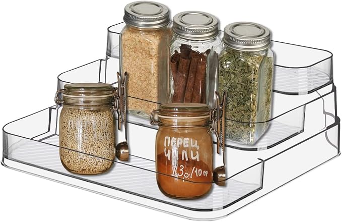2pcs Acrylic Rack, No Assembly Clear 3 Tier Condiment Bottle Shelf Vanity - Image 2