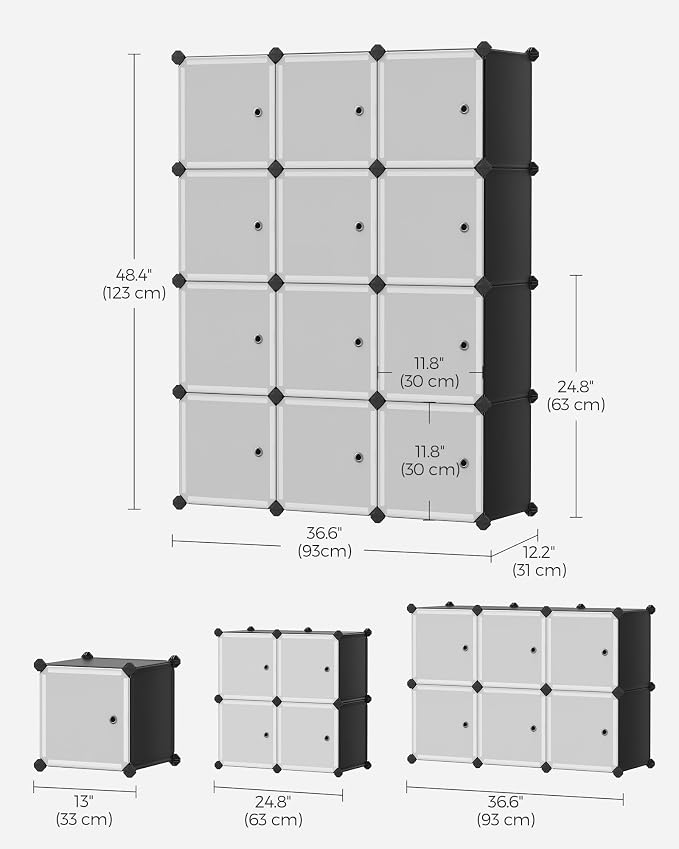 SONGMICS Cube Storage Organizer, 12-Cube Closet Storage Shelves, Modular - Image 3