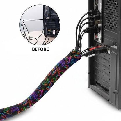 WIRESTER 2 Pack Zipper Cable Management Sleeve, 17.7 Inch Cord Organizer and - Image 2