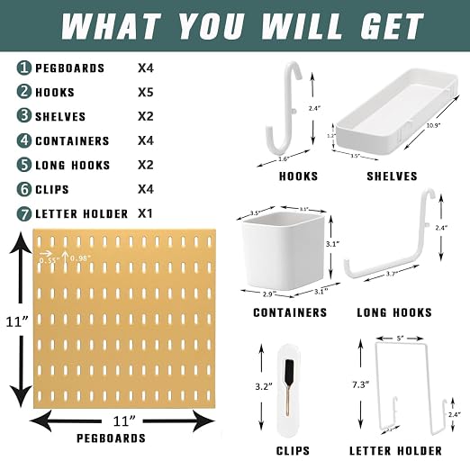Pegboard Combination Kit for Wall Organizer, Wall Mounted Peg Board Kits for - Image 2