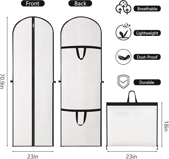 2 Pack Garment Bags for Travel, Foldable & Portable Garment Bag - Image 2