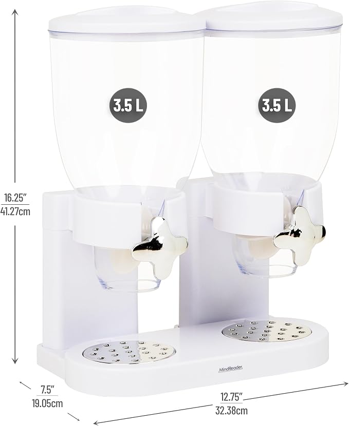 Mind Reader Double Dry Food Dispenser, 2 x 3.5L Countertop Containers - Image 3