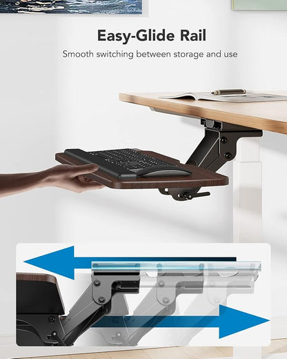 HUANUO Keyboard Tray Under Desk，360 Adjustable Ergonomic Sliding Keyboard & - Image 4