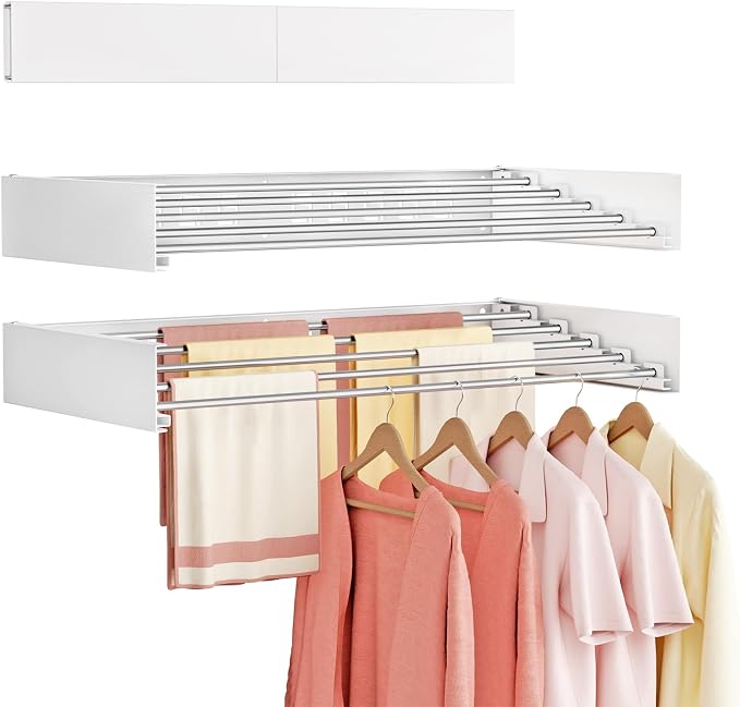 Wall Mounted Clothes Drying Rack Folding Indoor, Foldable Laundry Drying Rack by Vasunray