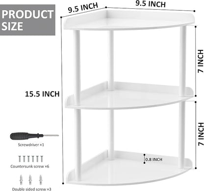 3 Tier Acrylic Corner Shelf Organizer Storage 9.5x9.5x15.7 Inch, Study Room - Image 3