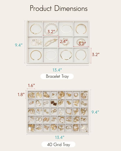 VLANDO Stackable Jewelry Tray, Soft Velvet, Removable Dividers | Individual - Image 9