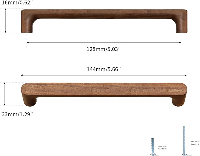 Walnut Round 5 in 10 pcs Wooden Drawer Pulls Handle pulls - Image 2