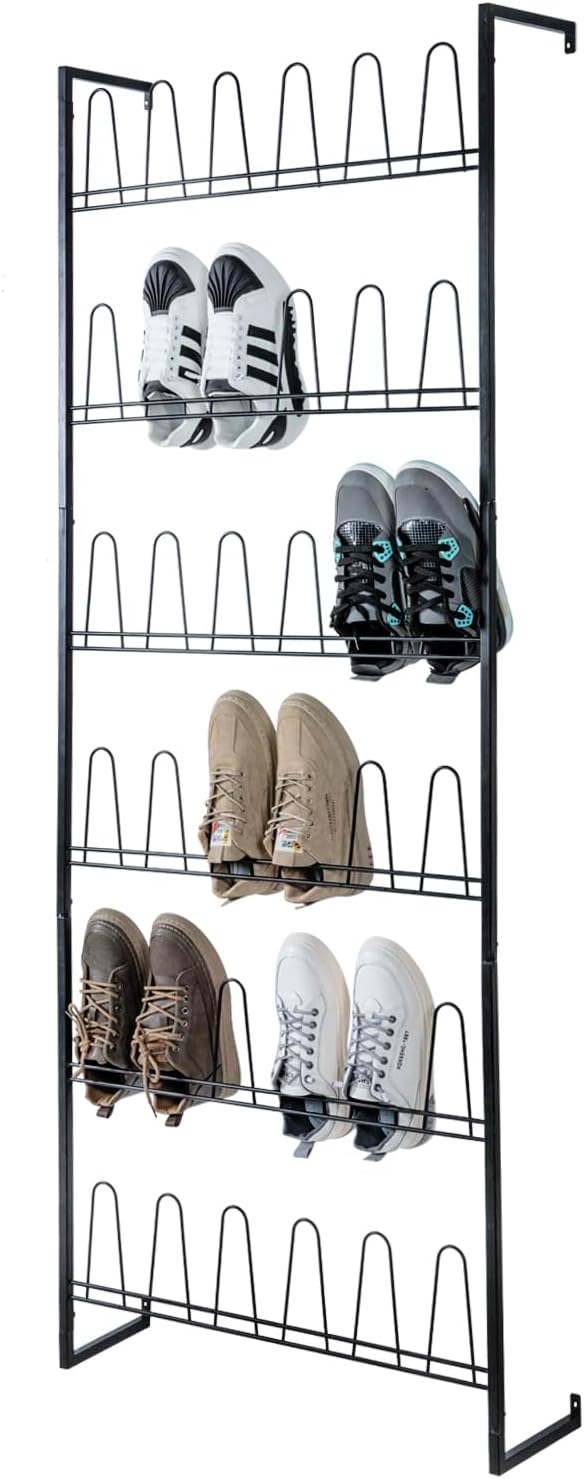 MyGift 70 Inch Black Metal Wall Mounted Shoe Rack by MyGiftHome