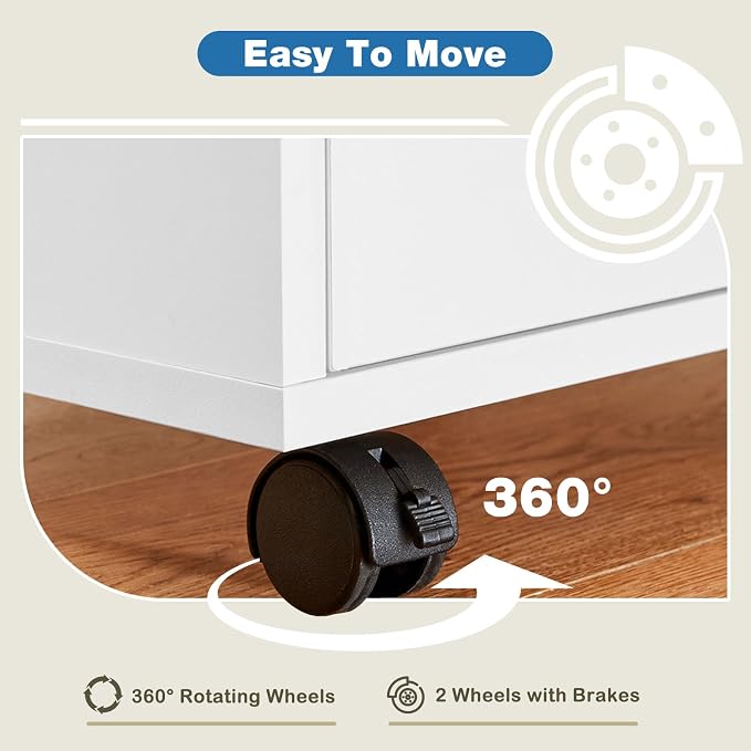 OLIXIS 5 Drawer File Cabinet on Wheels, Printer Stand | Fits Under Desks - Image 5