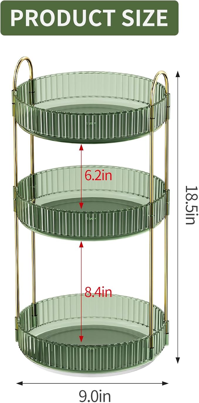 360° Rotating Makeup Organizer, Large Capacity Skincare Organizer, 3 Tier - Image 5