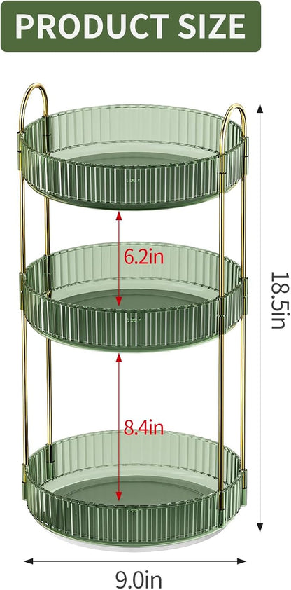 360° Rotating Makeup Organizer, Large Capacity Skincare Organizer, 3 Tier - Image 5