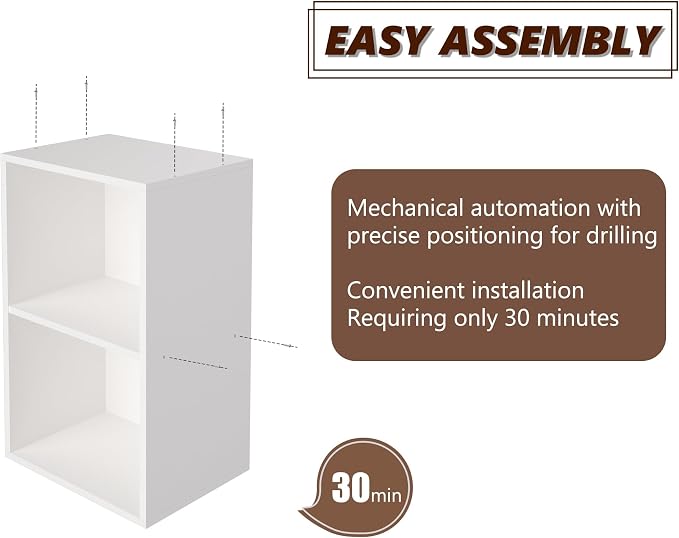 Wooden 2 Cube Storage Organizer, 2 Tier Storage Cubes Storage Display Cubby - Image 4