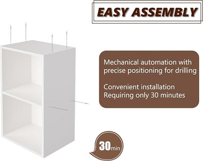 Wooden 2 Cube Storage Organizer, 2 Tier Storage Cubes Storage Display Cubby - Image 4