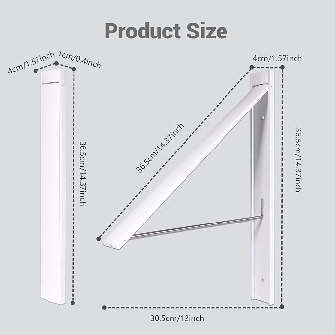 No Drill Wall Mounted Drying Rack 65 lb Aluminum - Image 7
